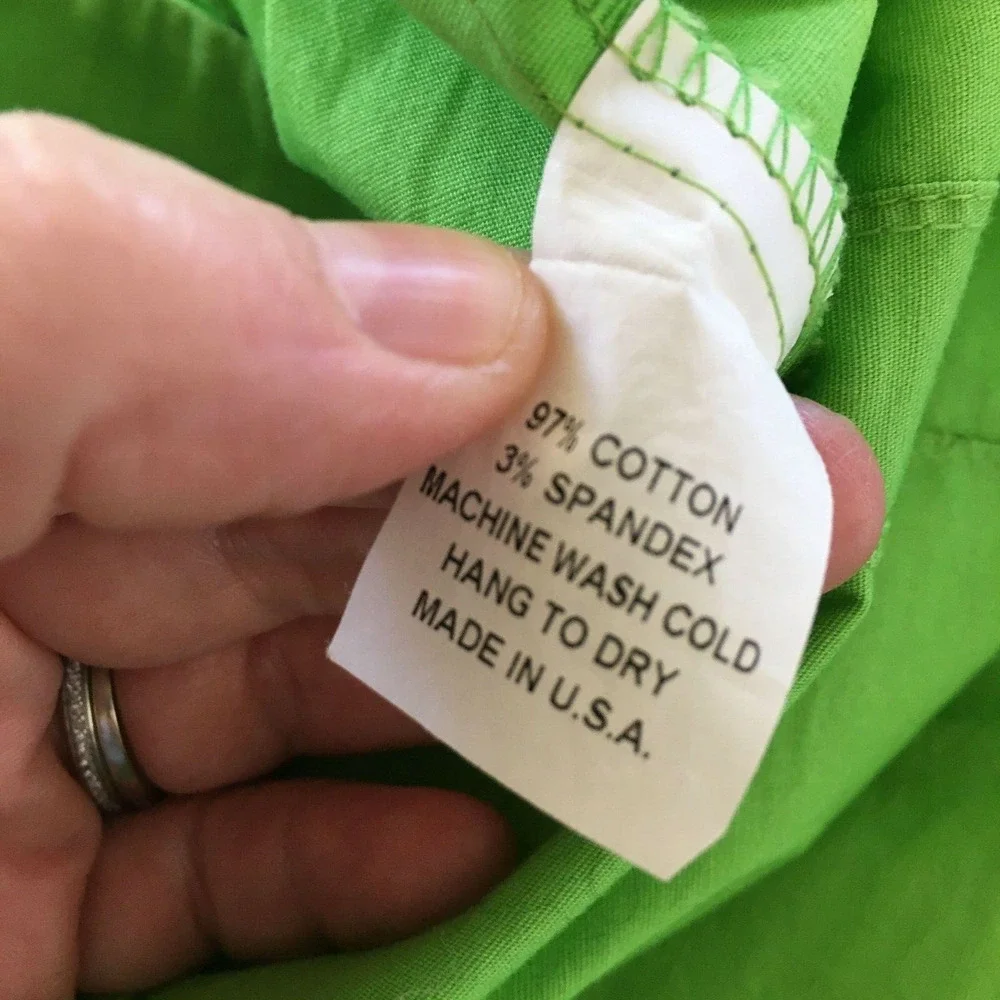 Krazy Larry Shirt Womens Sz S Lime Green‎ Cotton Stretch Button Up Golf Blouse